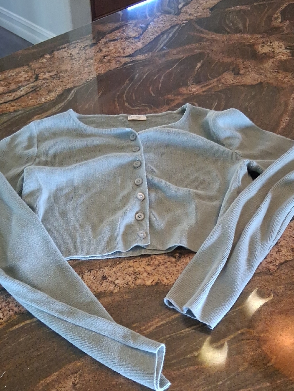 Brandy Melville Cropped Button-Front Cardigan in Dusty Sage